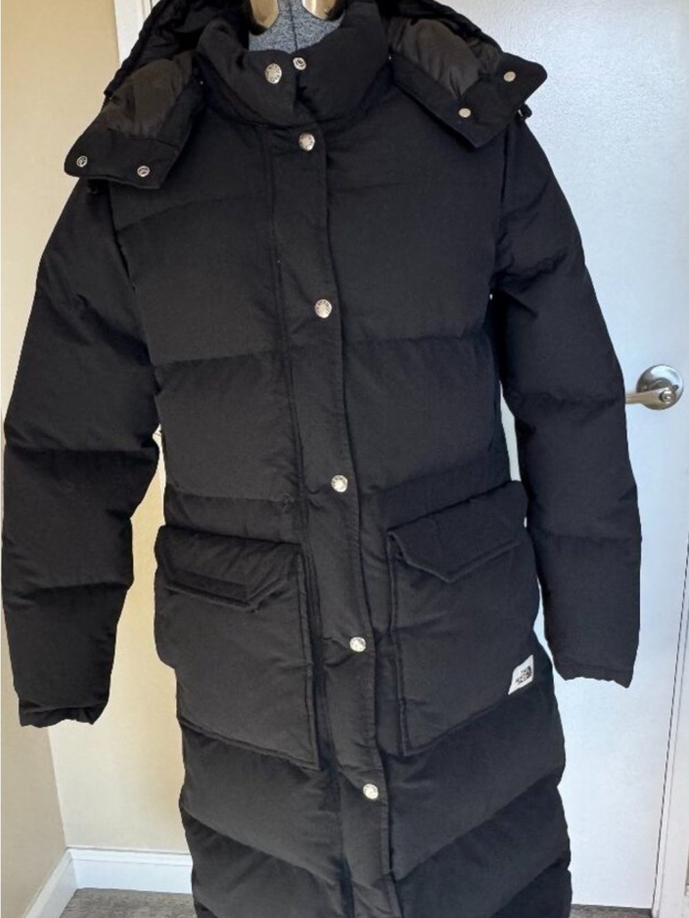 The North Face Black Long Puffer Coat with Hood